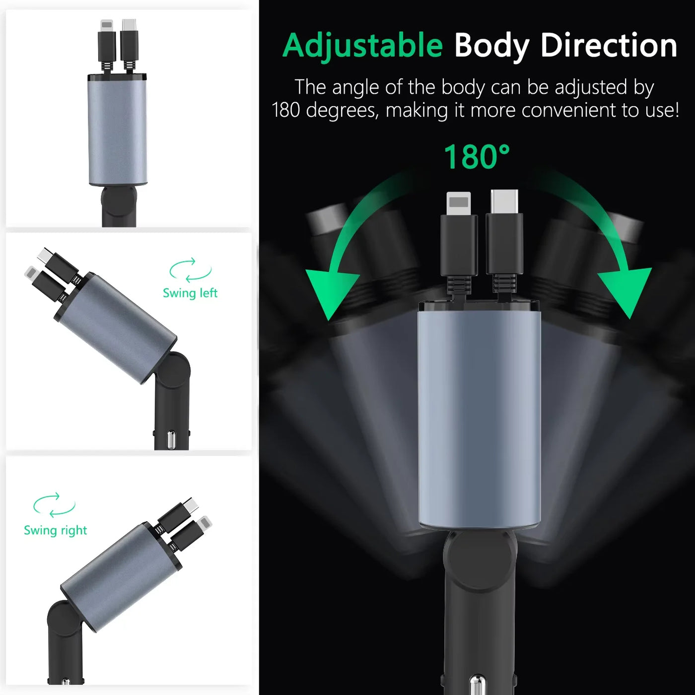 4 in 1 Retractable Car Phone Charger